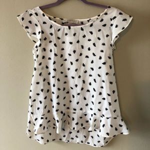 LOFT black and white floral top